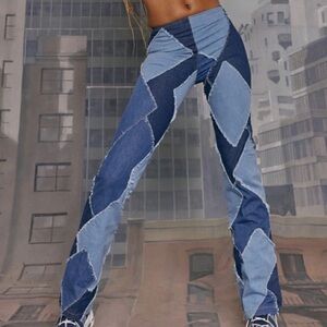 JADED LONDON Extreme Low Rise Patchwork Jeans